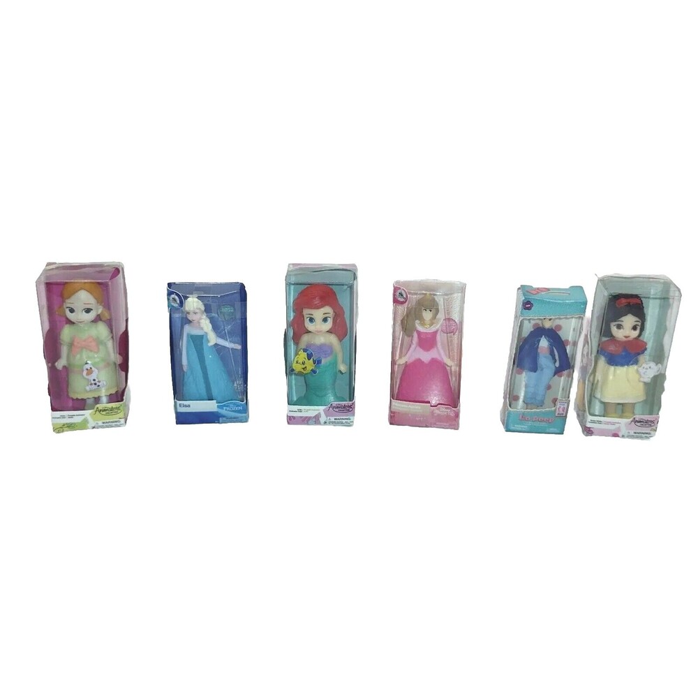 Mini Brands Disney Animator Princess Dolls Lot Of 6 Elsa Snow White Anna Aurora+